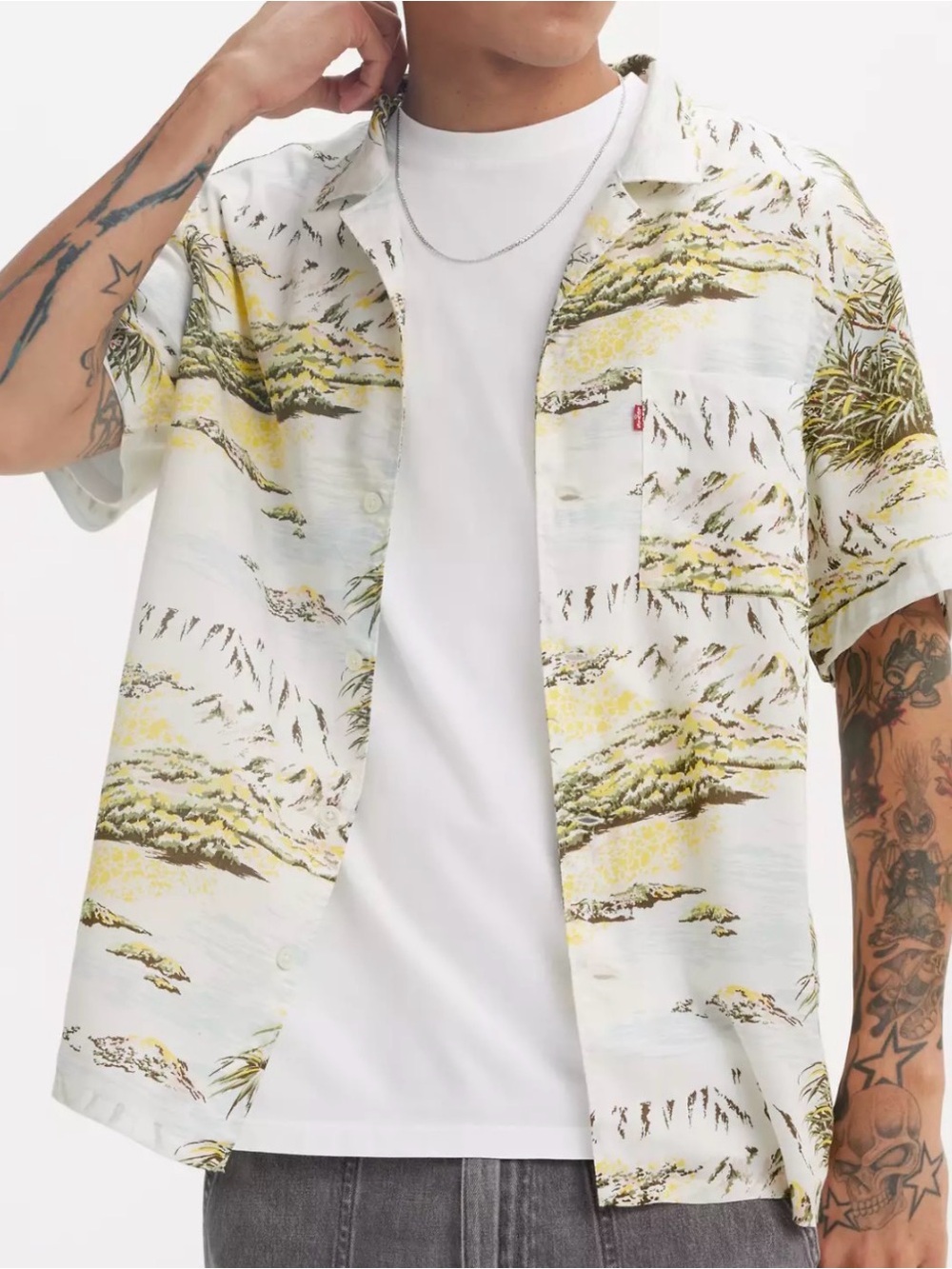 Levi's Sunset Camp Shirt Men's XL Coastal Scenic Short Sleeve Button Up